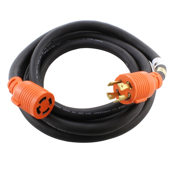 Ac Works SOOW; Cold Weather Extension Cord, 10 AWG, Indoor/Outdoor, 10/4, 1 Outlets, L14-30R, Black, Rubber L1430PR-025 - main